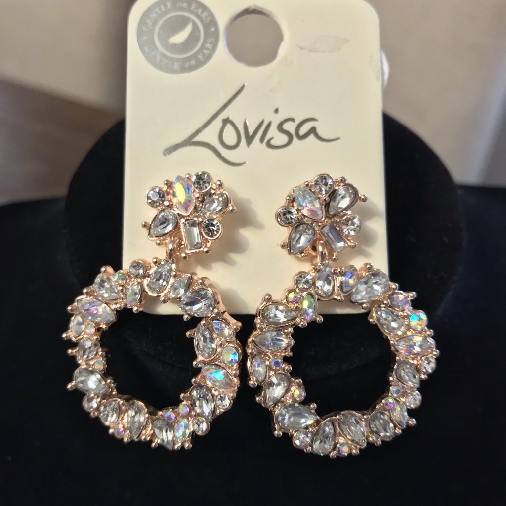 Rose Gold Earrings Mini Stone Set .